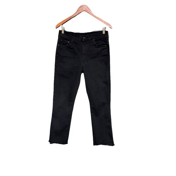 Mother The Insider Crop Step Fray Size 31 Black Jeans Not Guilty Stretchy - Picture 2 of 16